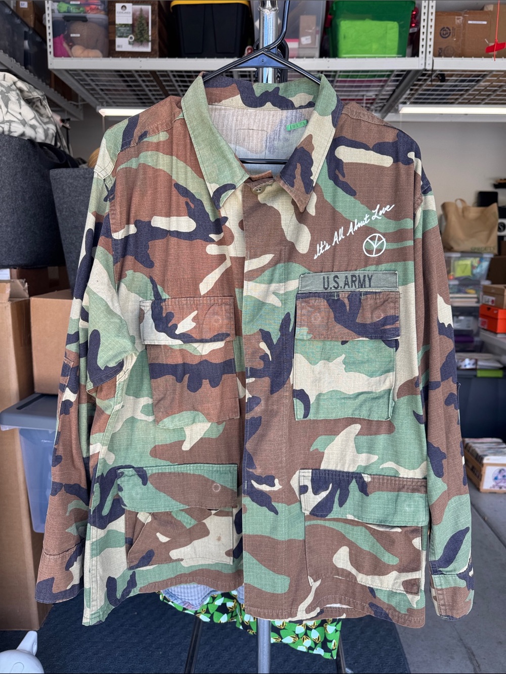 Green/Brown/Black Camouflage Button-Down Jacket - Independent Artist